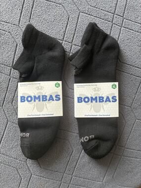 Bombas Black Ankle Socks Unisex Size X-Large 2 Pairs New